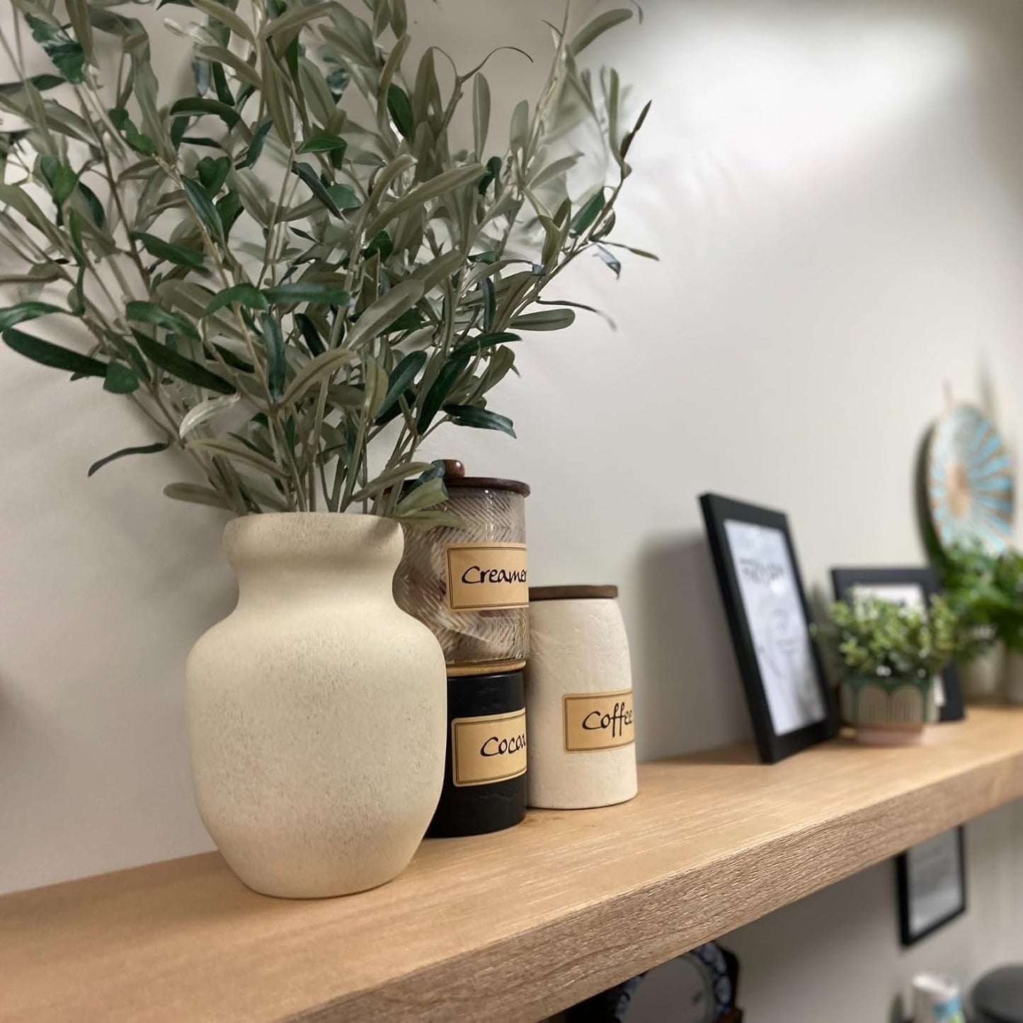 joelsantiques 54 Inch Wooden Floating Shelves for Wall - 54x8x2 in - Made of Natural Wood - Long Heavy Duty Rustic Wall Shelves for Bedroom - Perfect for Living Room, Kitchen - Natural