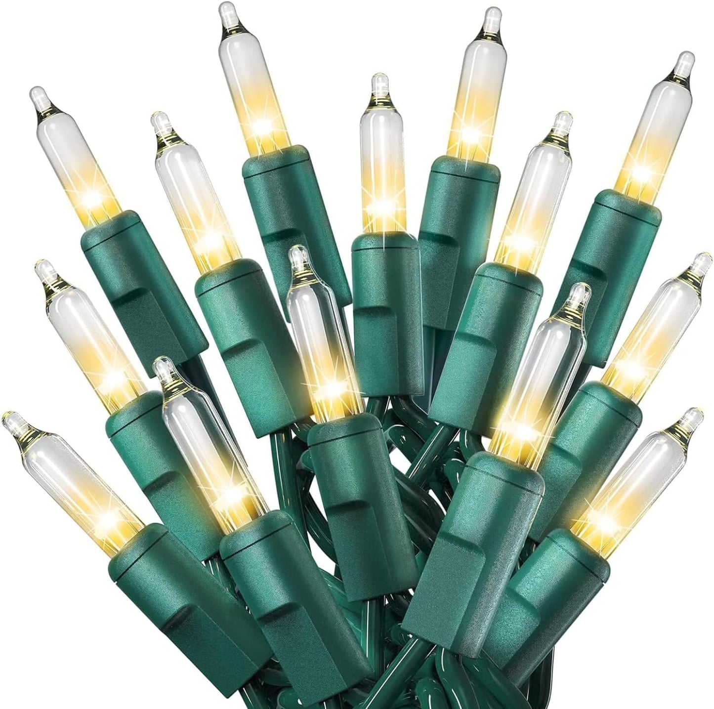 PREXTEX 200 Count Clear Christmas Tree Lights - 40 ft Warm Fairy String Lights with Green Wire - Indoor and Outdoor Mini Light for Christmas, Holiday Decorations, Trees, Fences, Patios and More
