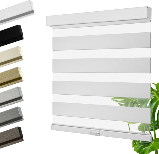 Cordless Zebra Blinds for Windows, Blackout Interior Blinds,Easy to Install,UV Protection,for Offices and Home,Custom Roller Shades, Solid White, 36" W x 72" H