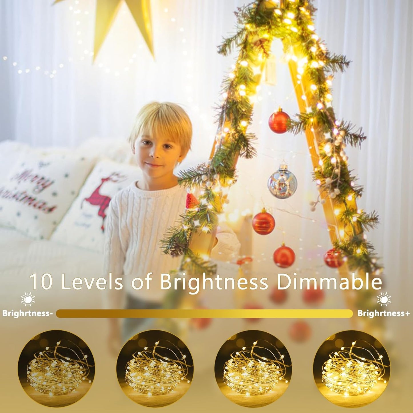 6 Pack Fairy Lights Battery Operated with Remote Control Timer, 26 FT 80 LED String Lights Outdoor Indoor, 8 Mode Twinkle Lights for Christmas Party Wedding Birthday Bedroom Decorations (Warm White)