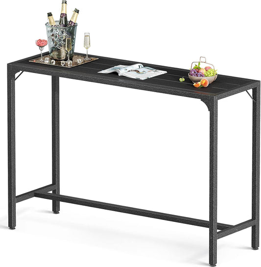 ODK 47 Inch Outdoor Bar Table, Patio Counter Bar Height Table with Weather Resistant Waterproof Top for Garden, Hot Tub, Yard, Balcony, Poolside, Indoor (Black)