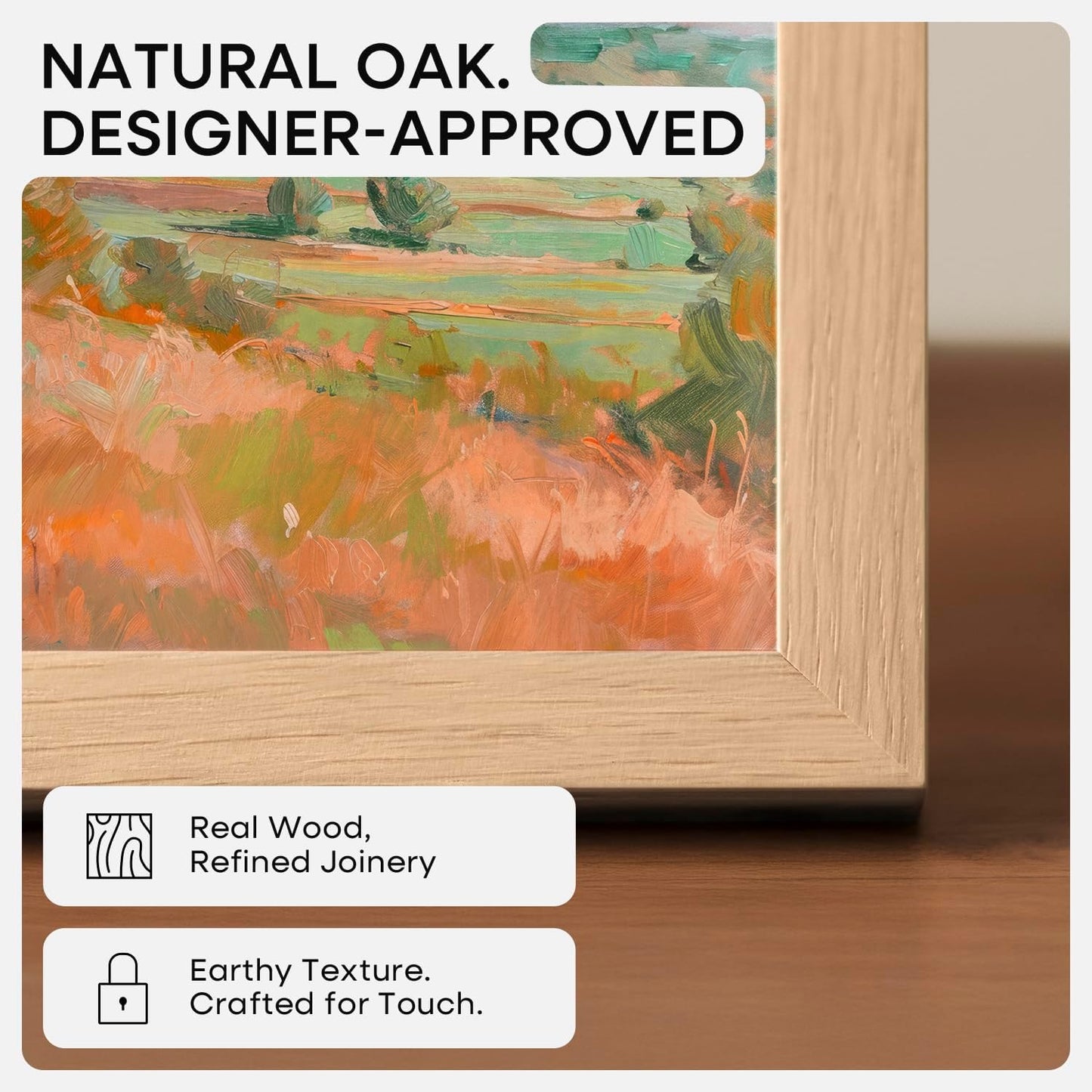 Homeforia Wood Poster Frame 27x40, High End Natural Oak 27 x 40 Large Picture Frame with Mat 24 by 36, 27x40 Light Wooden Frames Matted to 24x36, 40x27 Movie Frames, Tempered Glass, Wall Kit, Set of 1