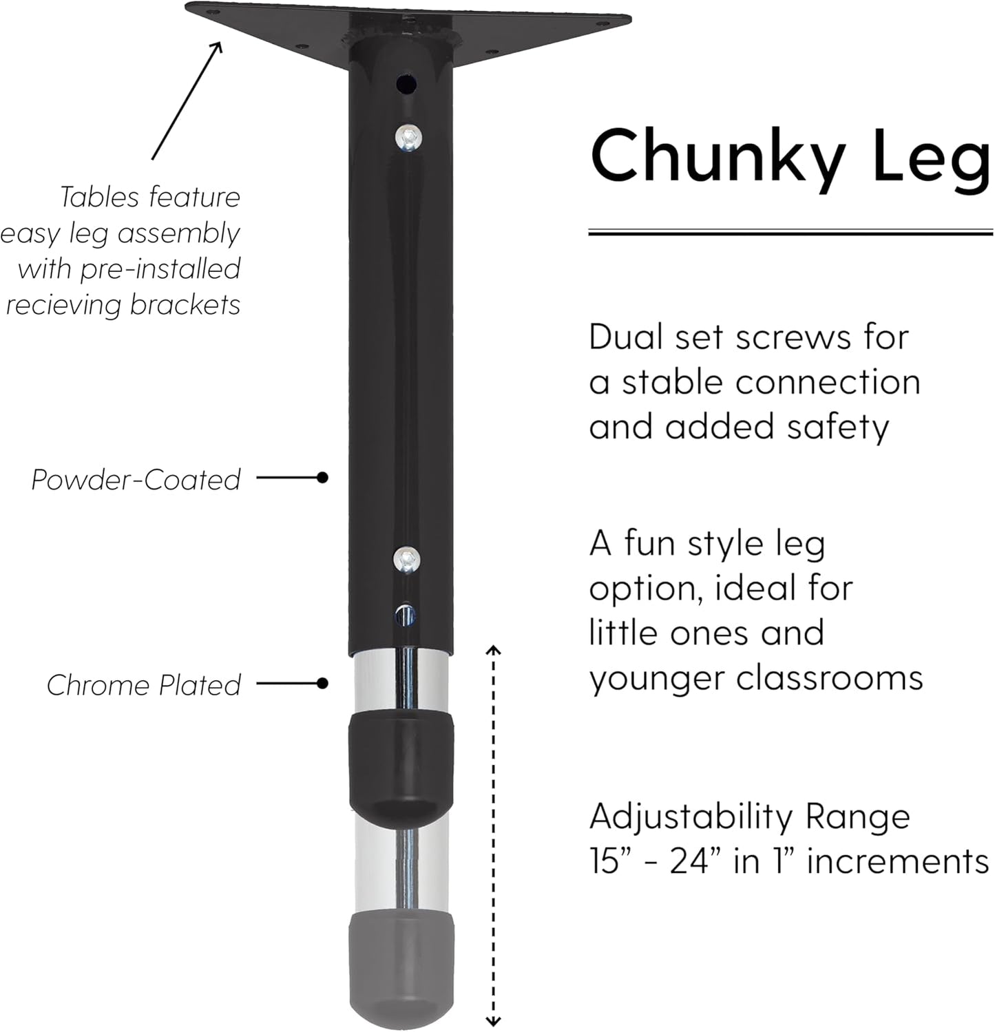 FDP Rectangle Activity School and Kids Classroom Table (24 x 48 inch), Toddler Legs, Adjustable Height 15-24 inches - Maple Top and Black Edge