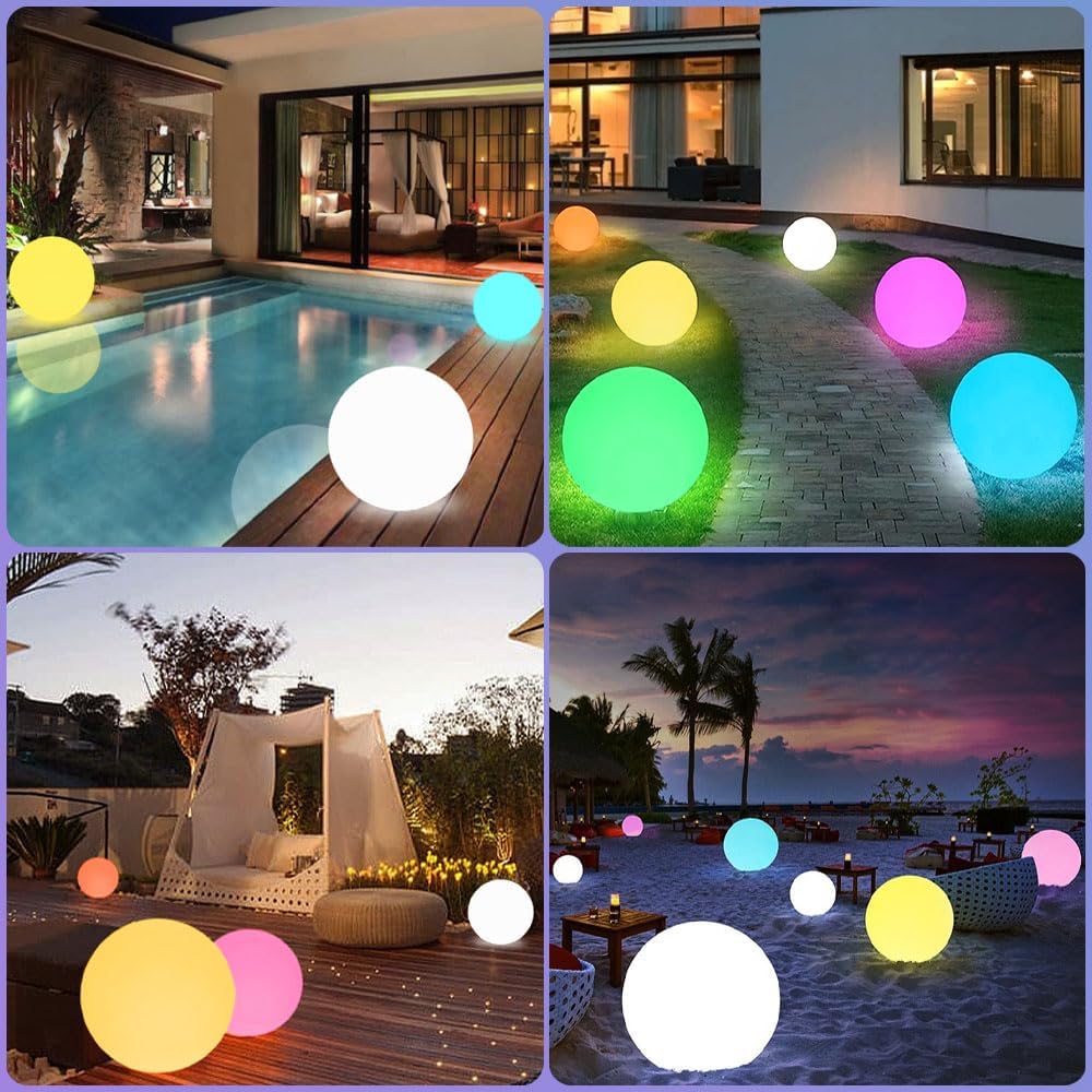 12 Inch Solar Glowing Ball Light Outdoor, Solar Garden Globe Light w/Remote, RGB Color Changing Waterproof Large LED Orb Lights, Landscape Lighting Mood Lamp w/Ground Stake for Patio Yard Lawn Path