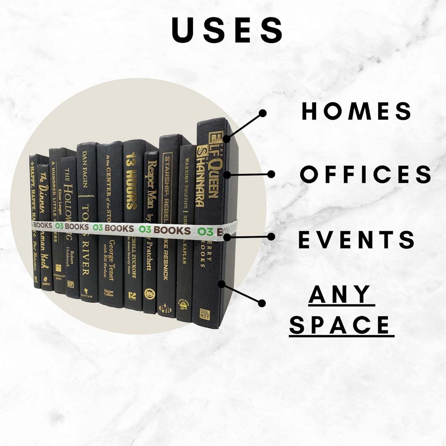 Curated Decorative Books Hardcover Décor Books for Home Décor, Choose Color, Interior Design, Office, Wedding Display, Instant Library, or Staging (One Foot, Navy)