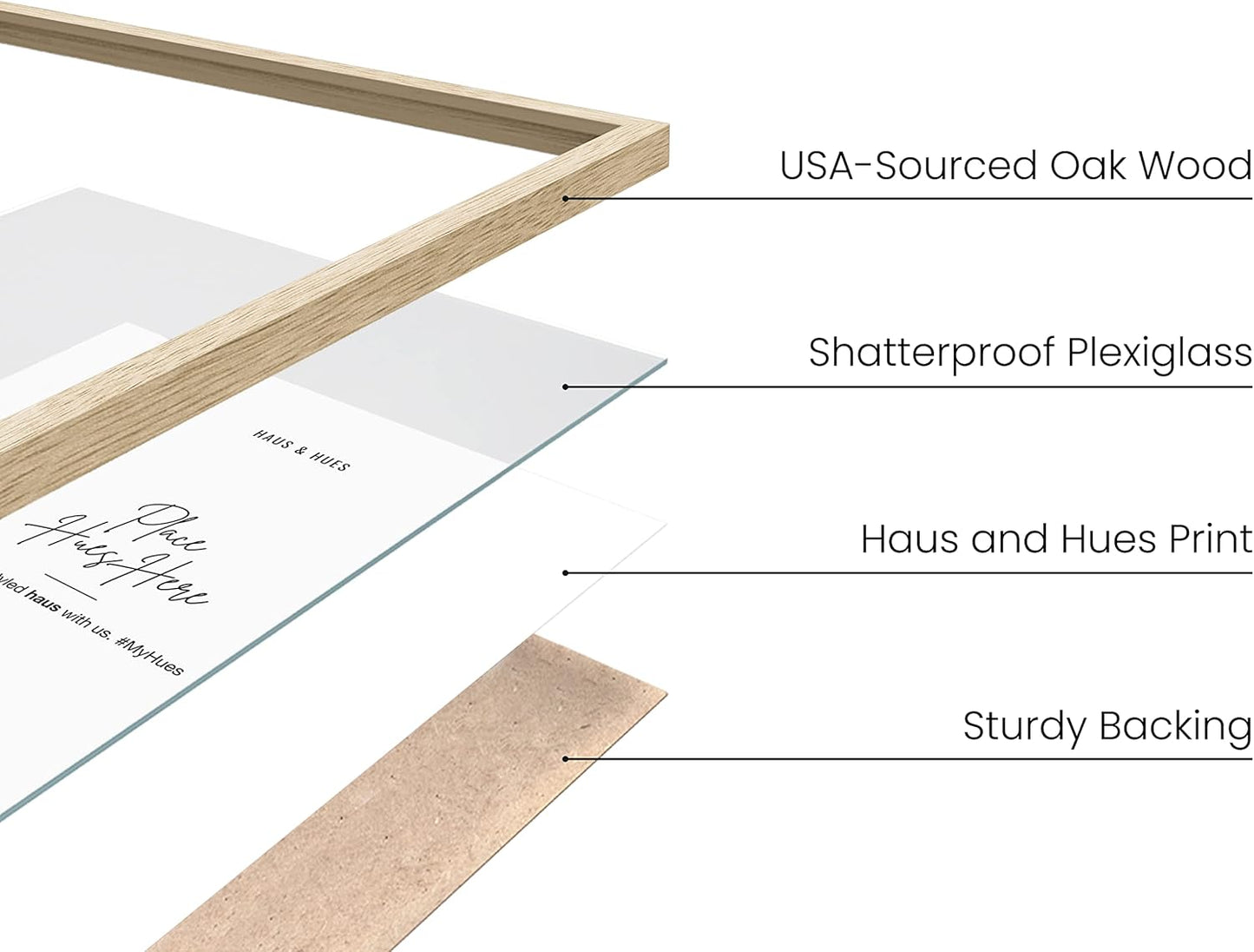 Haus and Hues 11x14 Natural Oak Wood Picture Frames Set of 15 - Premium Bulk Picture Frames 11x14 Bundle - Elegant Gallery Wall Frame Set for Posters, Art Display - Ideal for Wall Decor in Home &