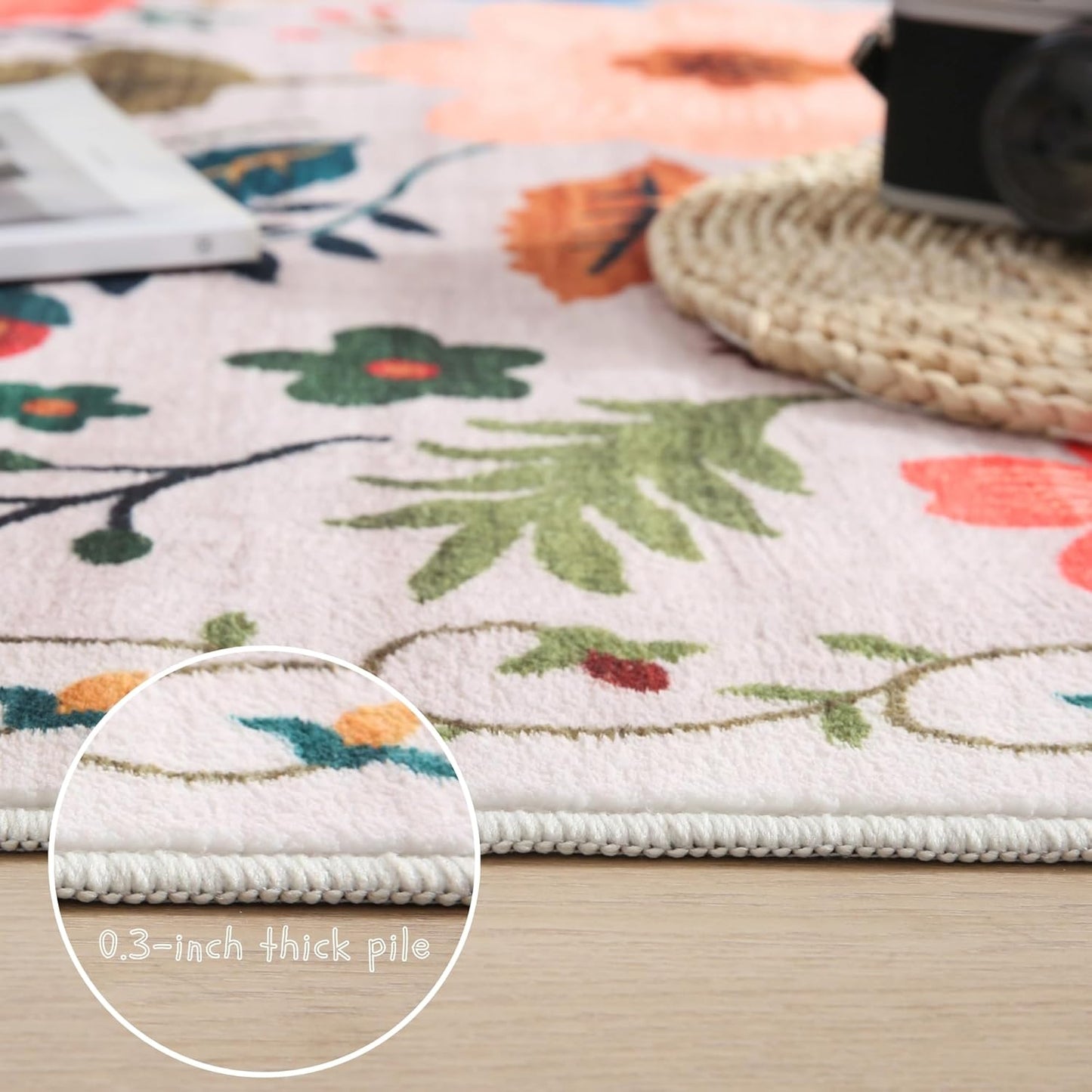 Runner Rug for Hallways Kitchen Rug Non Slip 2'6''x8' Washable Rugs with Rubber Backing Soft Floral Carpet Runner for Hallways, Kitchen, Laundry, Bedroom, Bathroom(Beige)