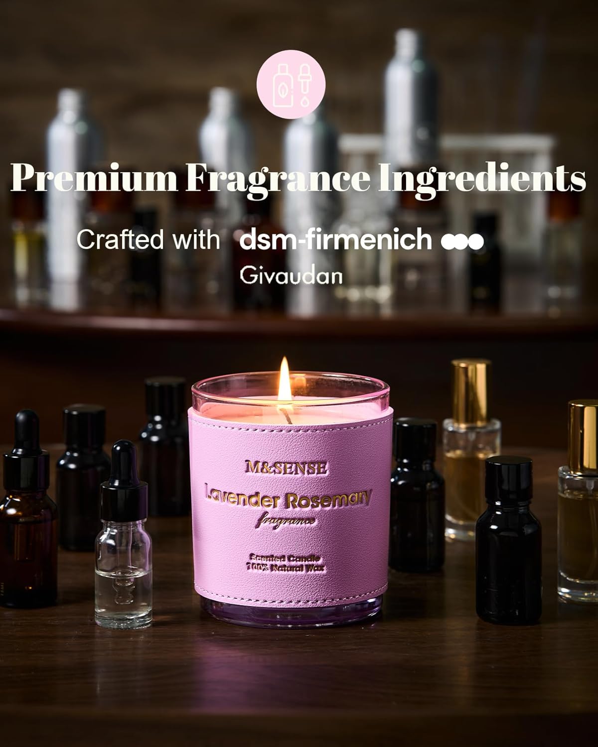 M&SENSE Green Floral Musky Scented Candles,Vegan Soy Wax,10oz 42-Hour Long Lasting Burning Time,Heavy Scented Candles for Relaxing Bathtub Sleep, Housewarming Gifts for Women & Men
