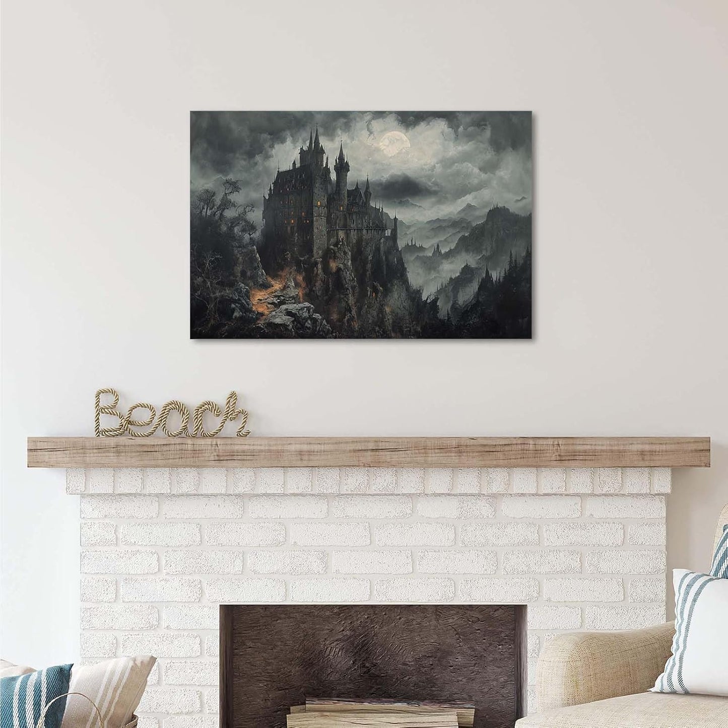 JFHCQJPK Vintage Castle Poster Dark Academy Victorian Gothic Castle Wall Art Poster Moody Mystical Art Print Suitable for Home Living Room Bedroom16x24in Frameless