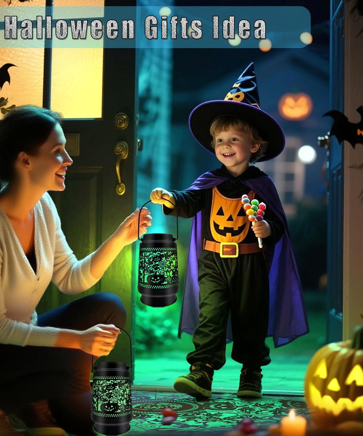 Halloween Decor Solar Lanterns Outdoor Waterproof Halloween Decorations Scary Ghost Spooky Lights for Garden, Patio, Yard, Lawn Porch Hanging Solar Lights Unique Gifts for Outdoor Decor