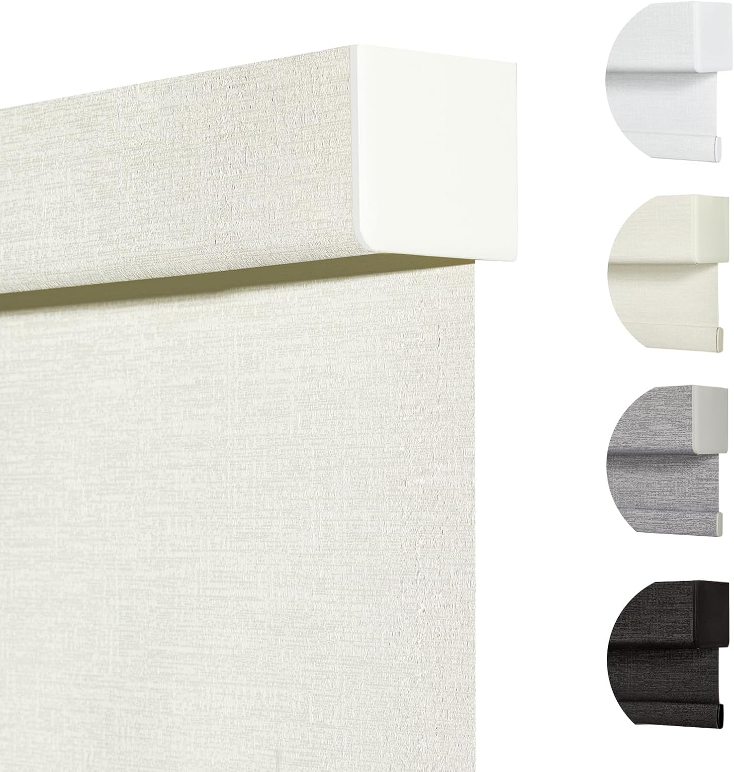 Persilux Blackout Shades for Windows Cordless Roller Blinds, Roller Windows Shades for Home with Fabric Attached Valance, UV Protections Easy Installation for Door/Office, Limestone(66" W x 96" H)