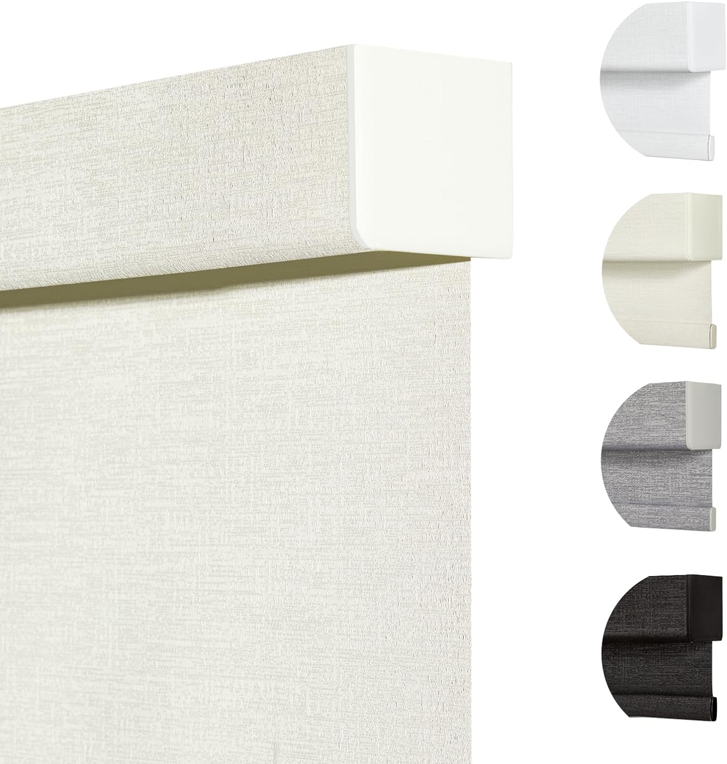 Persilux Blackout Shades for Windows Cordless Roller Blinds, Roller Windows Shades for Home with Fabric Attached Valance, UV Protections Easy Installation for Door/Office, Limestone(58.5" W x 64" H)