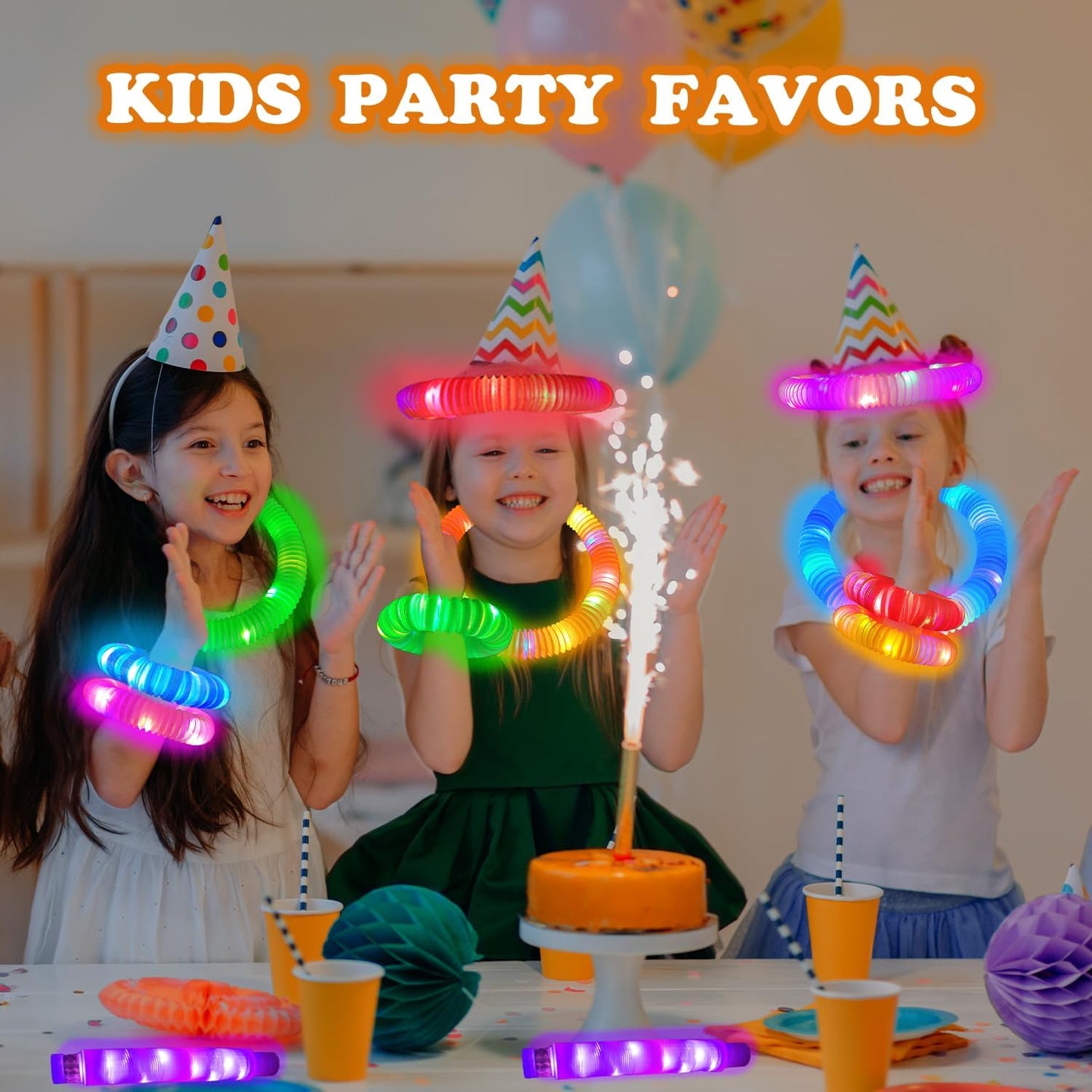 Glow Sticks Bulk Party Favor Supplies for Kids 48 PCS,Glow in Dark Bracelet Necklace Accessories for Birthday Wedding Camping Parade Throw,Halloween Handouts Giveaways Prizes for Toddlers Boys Girls