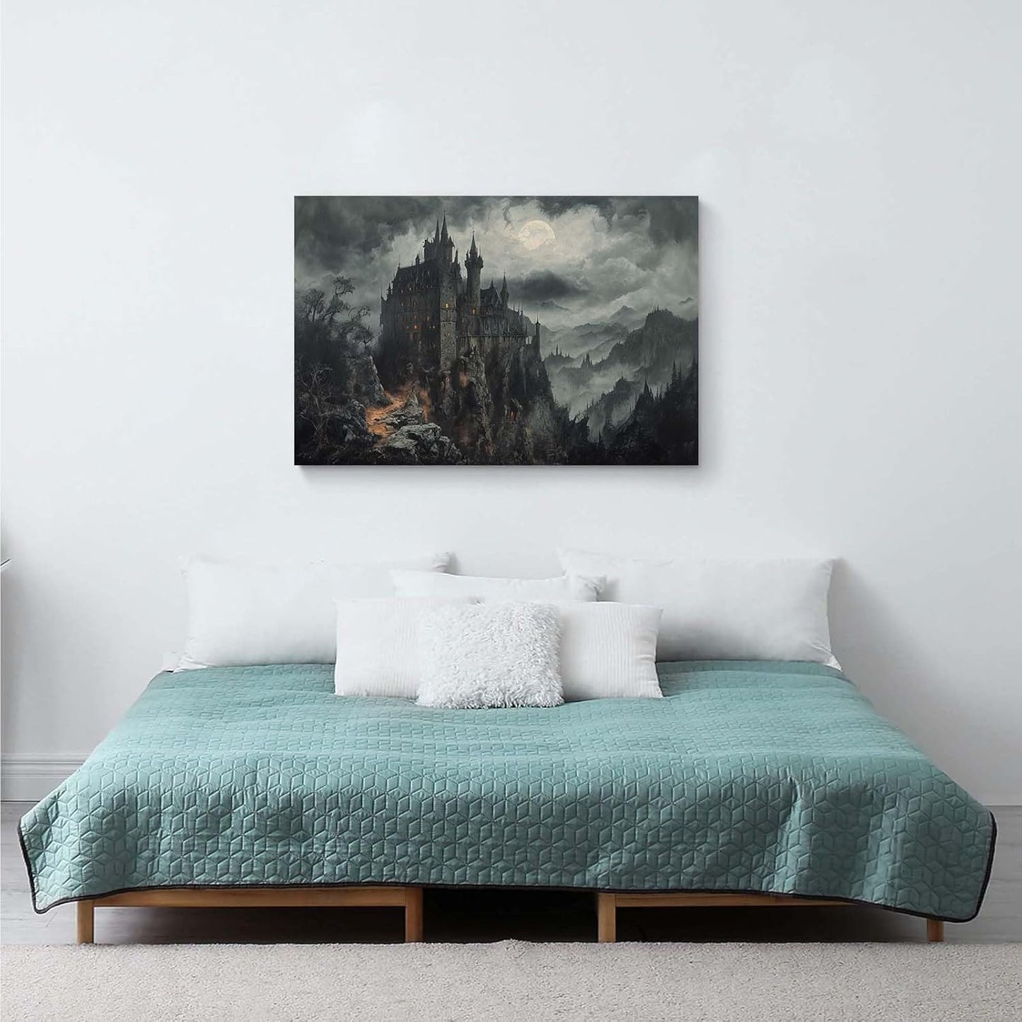 Vintage Castle Poster Dark Academy Victorian Gothic Castle Wall Art Poster Moody Mystical Art Print Suitable for Home Living Room Bedroom20x30in Wood Framed