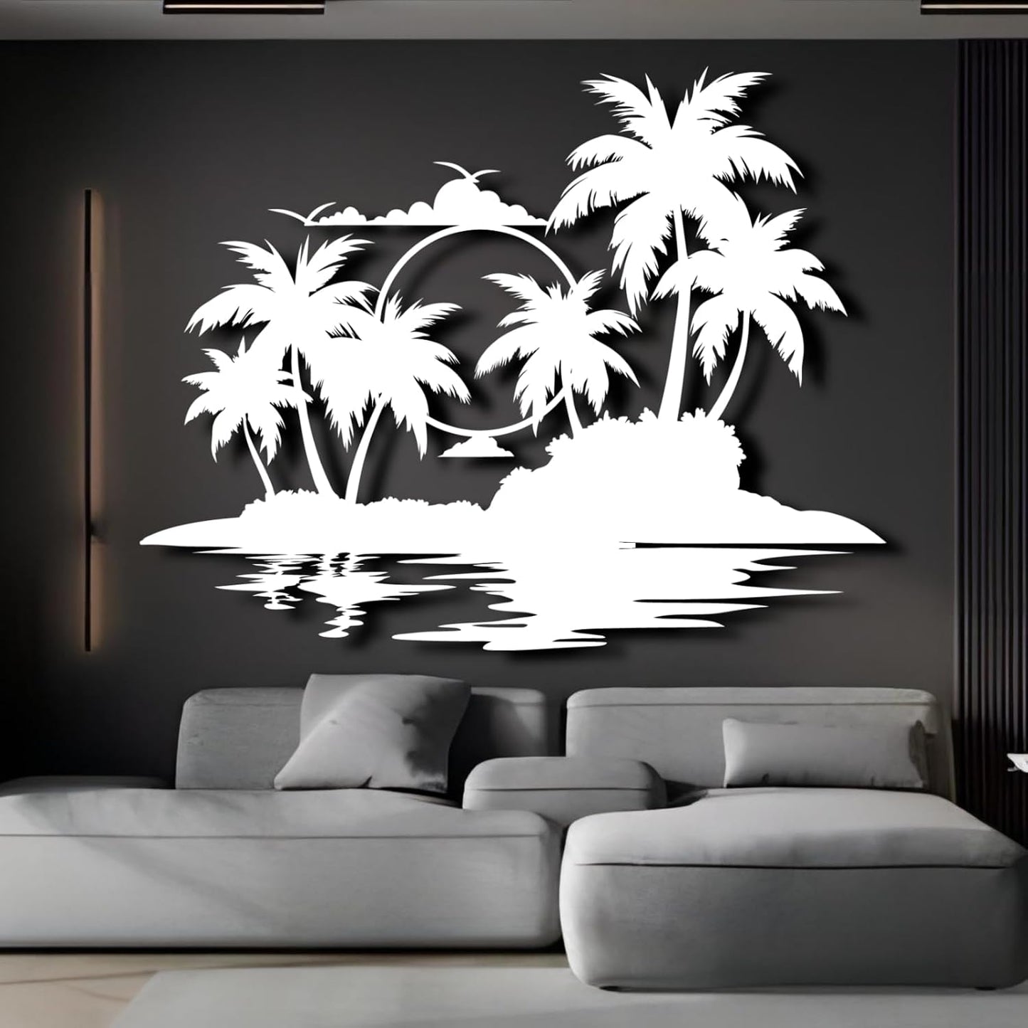 Palm Tree Metal Wall Decor,Palm Tree Metal Wall Art,Metal Palm Tree,Metal Palm Tree Wall Decor,Tropical Metal Wall Art,Beach Wall Decort,Metal Wall Decor (style 2,white,30 L" x 23 W" / 76 x 60 cm)