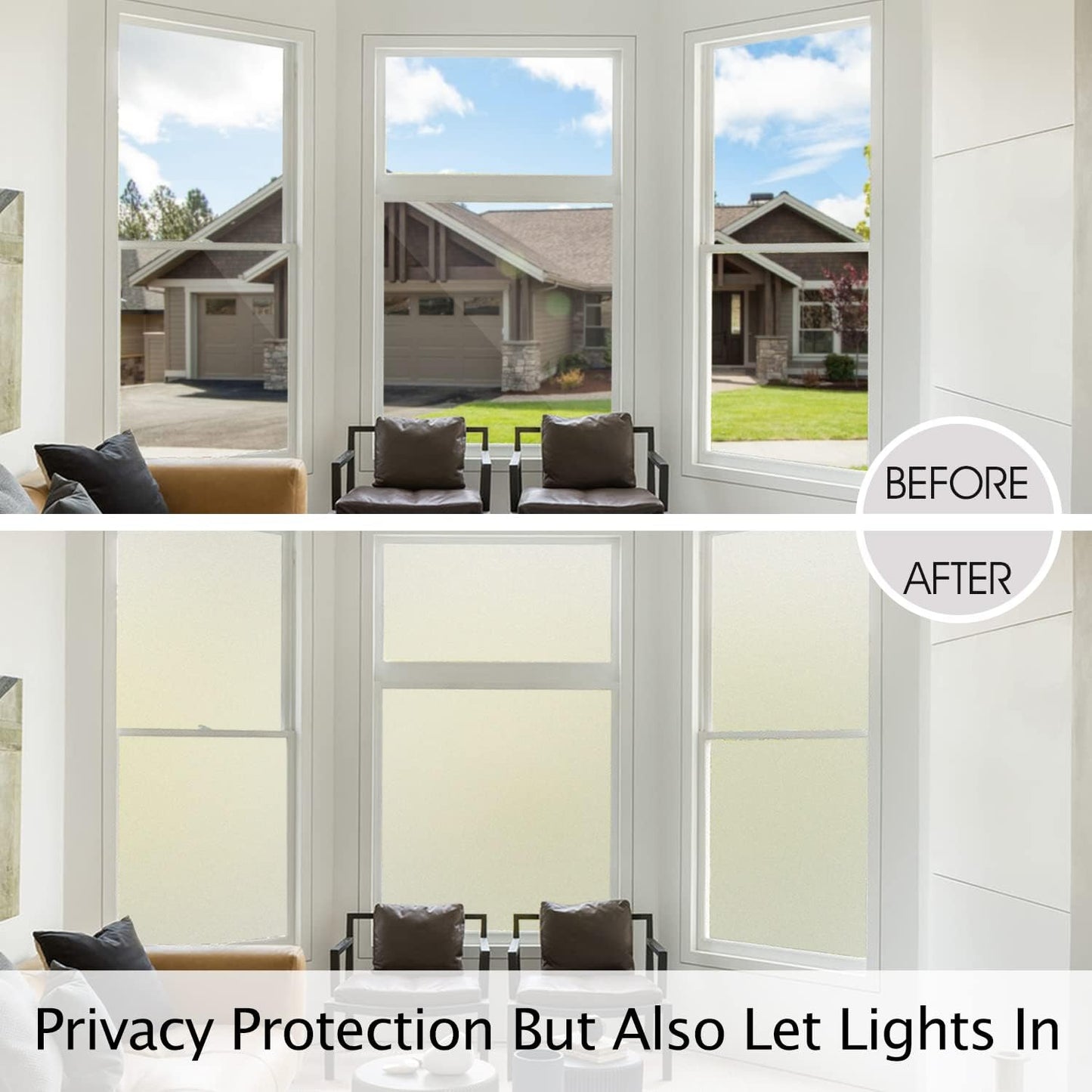 HIDBEA Frosted Window Privacy Film Heat Control UV Blocking, Static Cling Non-Adhesive Reusable Door coverings for Bathroom Home Office (Frosted, 23.6 Inch x 6.5 Feet)
