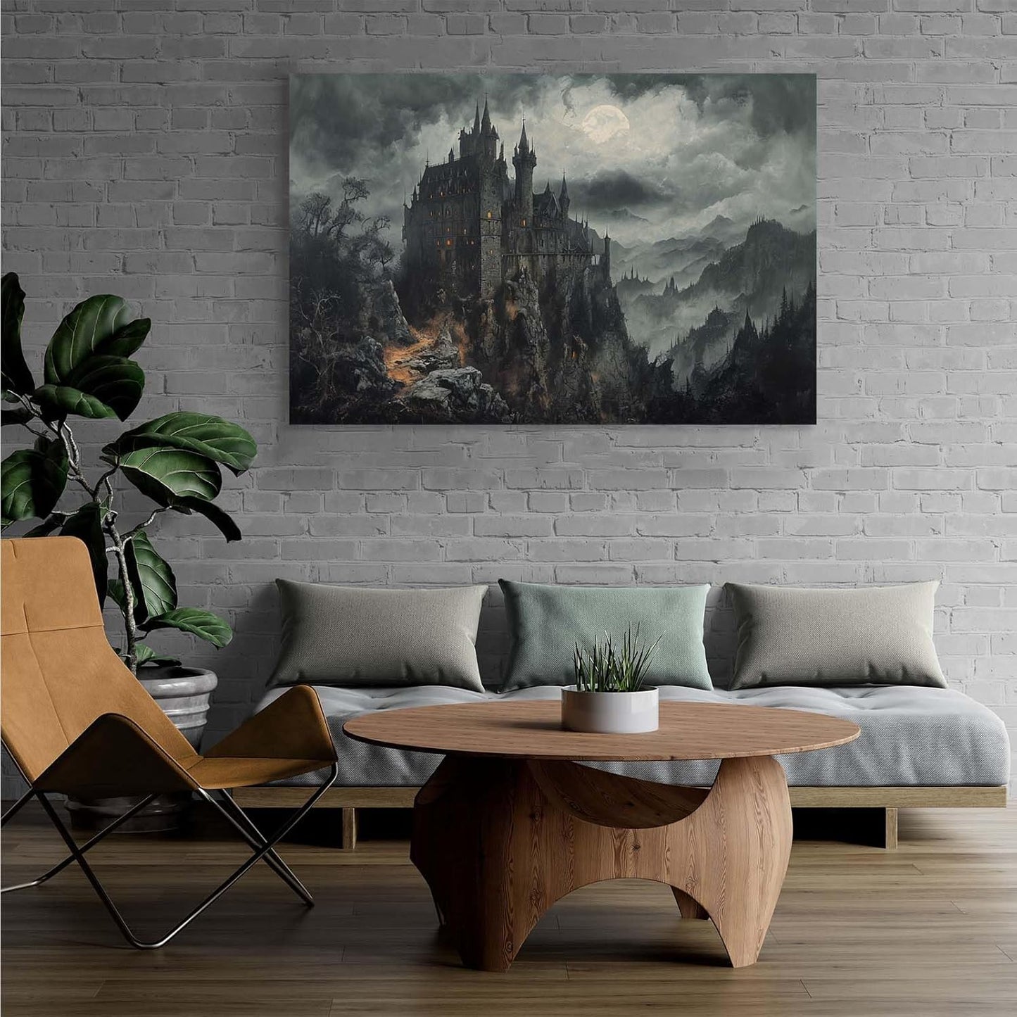 Vintage Castle Poster Dark Academy Victorian Gothic Castle Wall Art Poster Moody Mystical Art Print Suitable for Home Living Room Bedroom12x16in Wood Framed