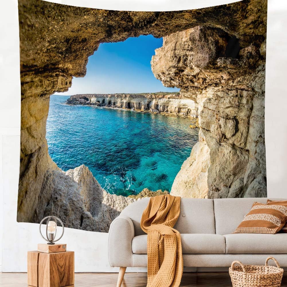 Llamazing Forest Home Decor Tapestry - Living Room Bedroom Decoration Landscape Curtain (Sea, 90.5''L70.8''W)