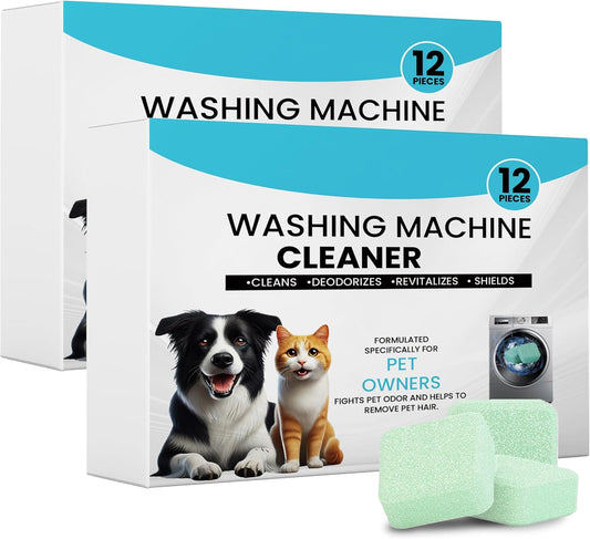 Washer Machine Cleaner Tablets-24Pack-12 Month Supply,Formulated for Pet Owners Washing Machine Cleaner,Compatible with HE,Easily pet hair remover for laundry.Top & Front Load Washer.Septic Safe.