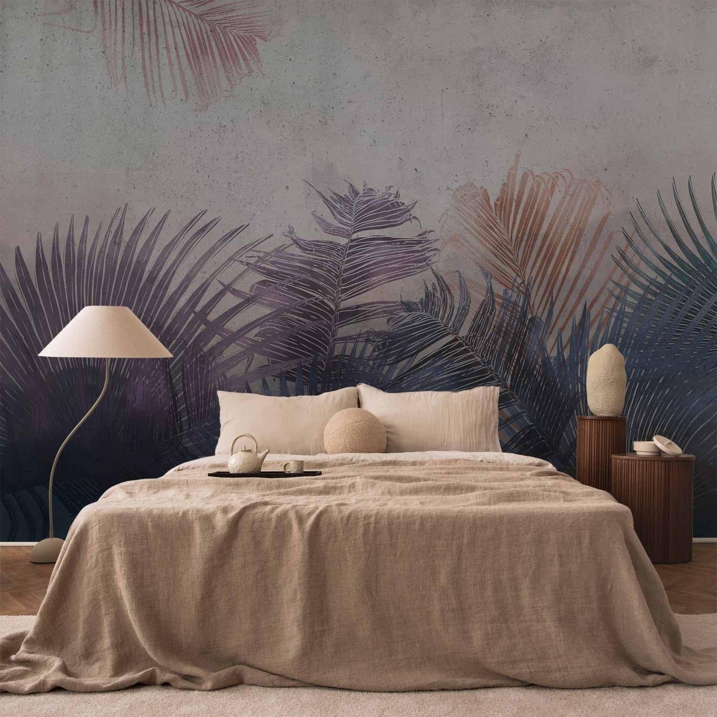 artgeist Wall Mural Jungle 116x83 in - XXL Peel and Stick Self-Adhesive Wallpaper Removable Large Sticker Foil Wall Decor Print Picture Image Design Leaves Botanical Nature Purple Grey b-A-0827-a-a