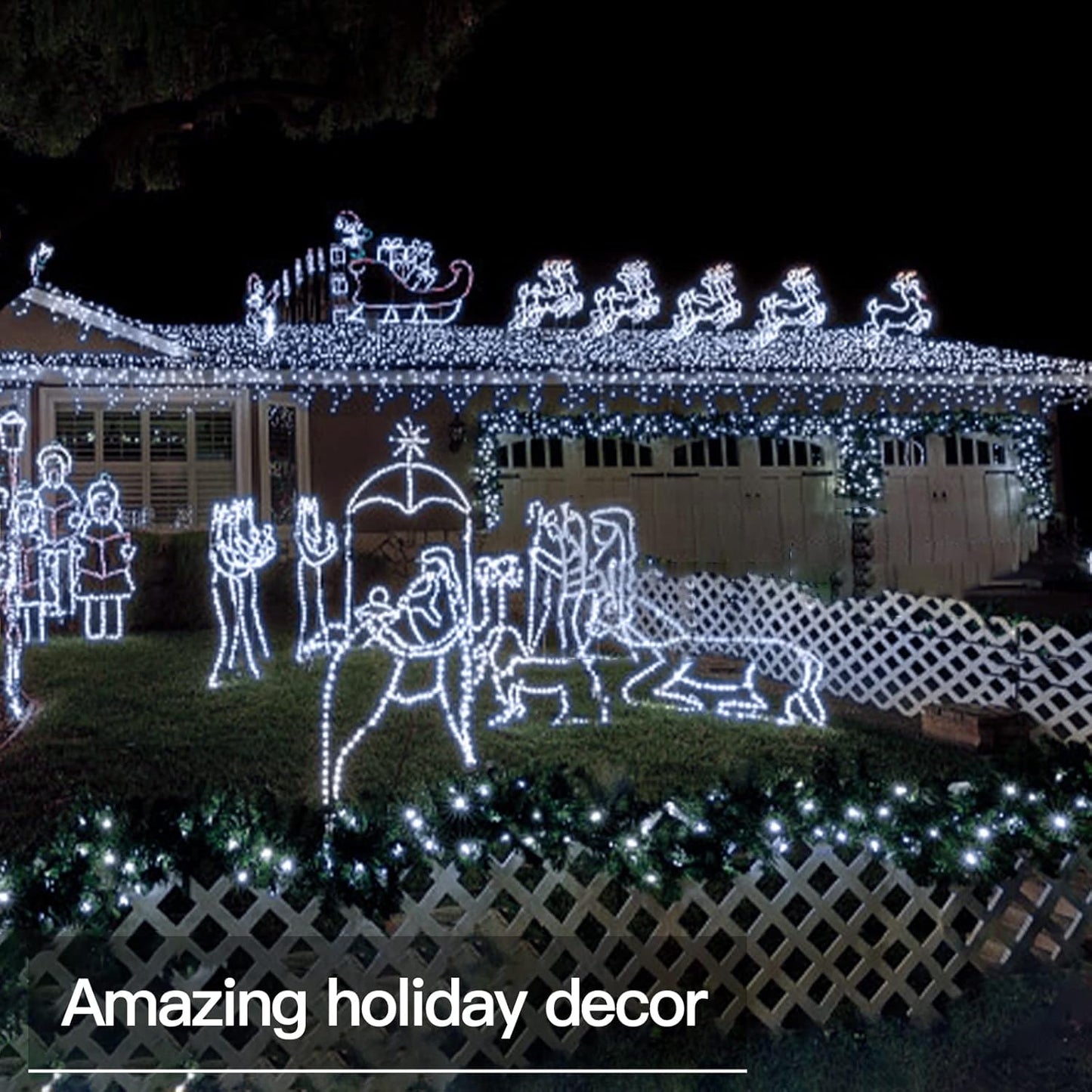 suddus 66ft 200 LED Outdoor String Lights, White Fairy Lights Battery Operated with Remote, Led Twinkle Lights for Bedroom, Wreath, Patio, Tapestry, Backyard, Garden, Christmas, Party, Indoor