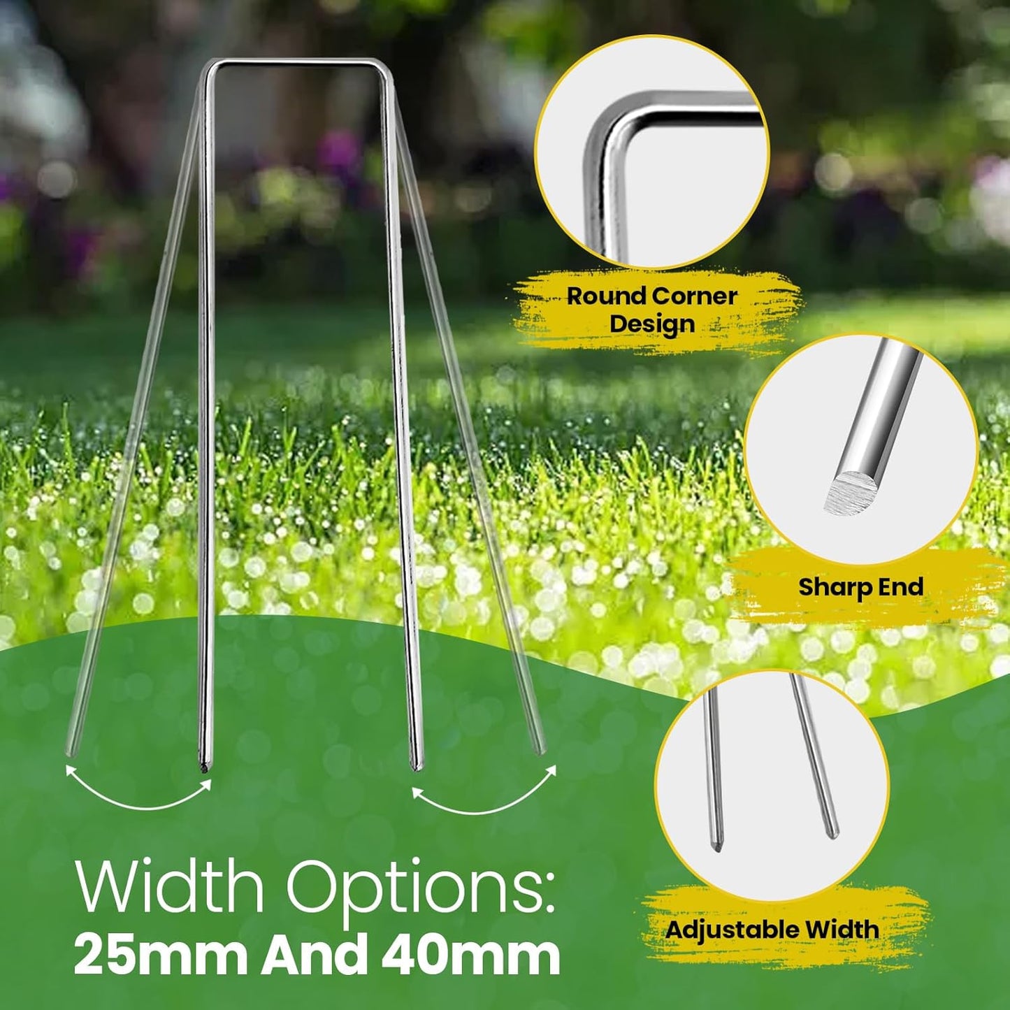 Landscape Staples Galvanized 10 Inch 120 Pcs, Metal Garden Stakes 1.6 Inch, Garden Staples for Lawn 11 Gauge