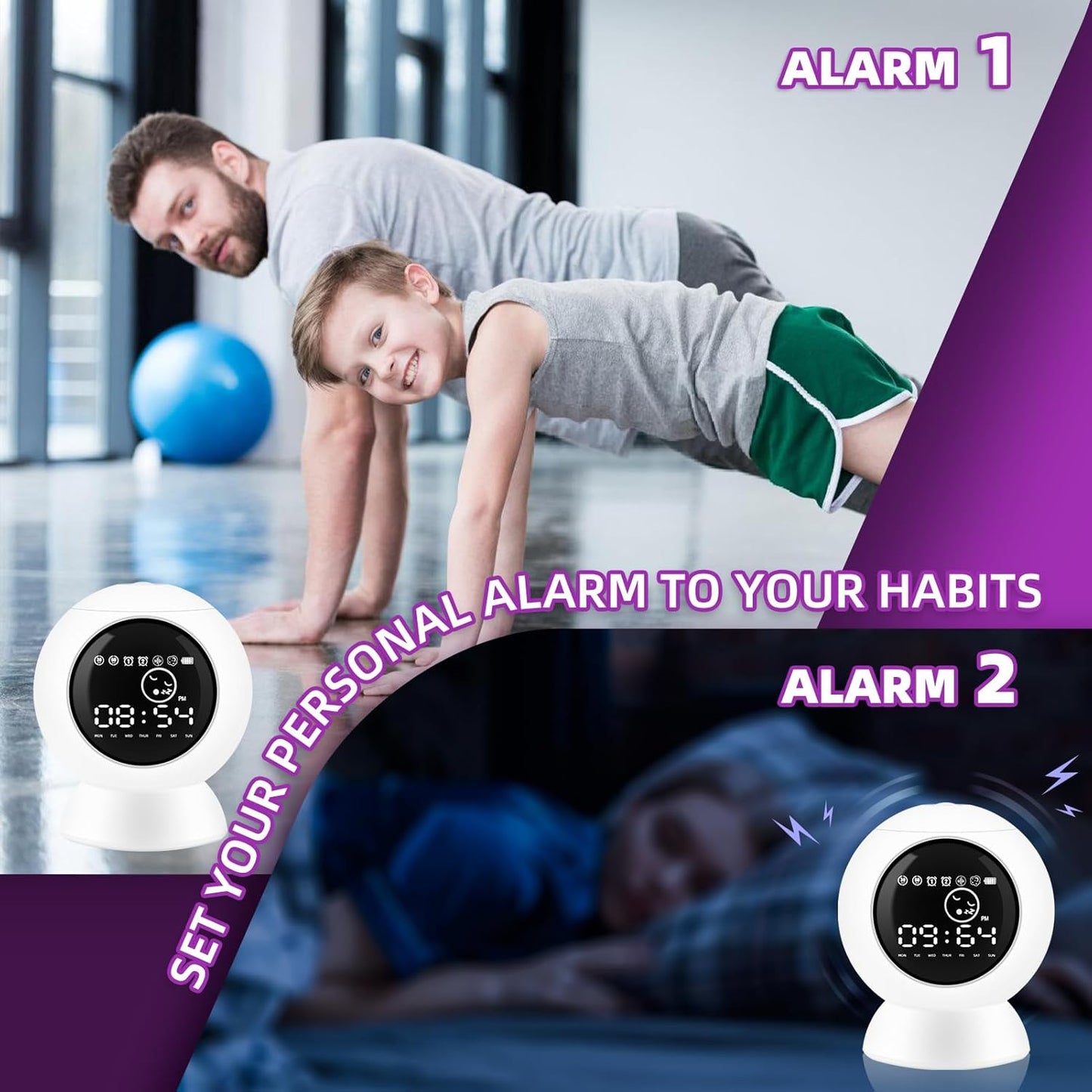 LitEnergy Alarm Clock Star Projector for Kids Bedroom, Bluetooth Speaker and White Noise Galaxy Lamp, Starry Night Light with Timer and Remote Control for Room Decor, Home Theater, Ceiling