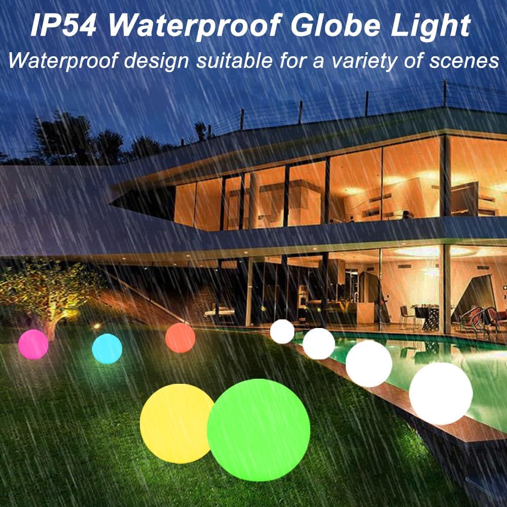 12 Inch Solar Glowing Ball Light Outdoor, Solar Garden Globe Light w/Remote, RGB Color Changing Waterproof Large LED Orb Lights, Landscape Lighting Mood Lamp w/Ground Stake for Patio Yard Lawn Path