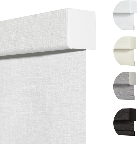 Persilux Blackout Roller Shades & Blinds Windows Shades Free-Stop Blackout Blinds with Jacquard Fabric,Cordless Blinds Pull Down Shades for Home, Easy to Install for Door/Office, White(81" W x 96" H)