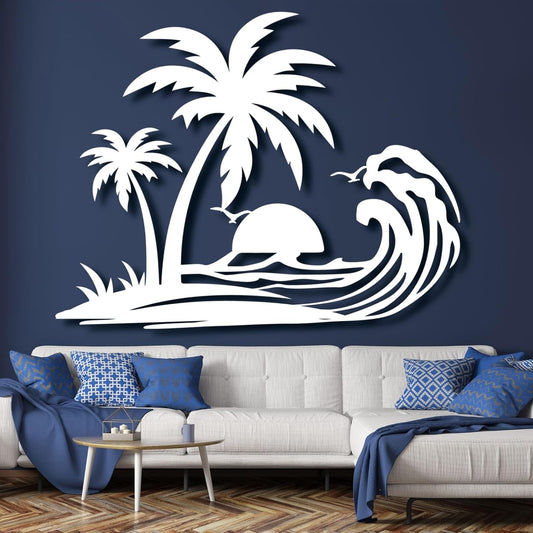Palm Tree Metal Wall Decor,Palm Tree Metal Wall Art,Metal Palm Tree,Metal Palm Tree Wall Decor,Tropical Metal Wall Art,Beach Wall Decort,Metal Wall Decor (style 1,white,31 L" x 25 W" / 80 x 63 cm)