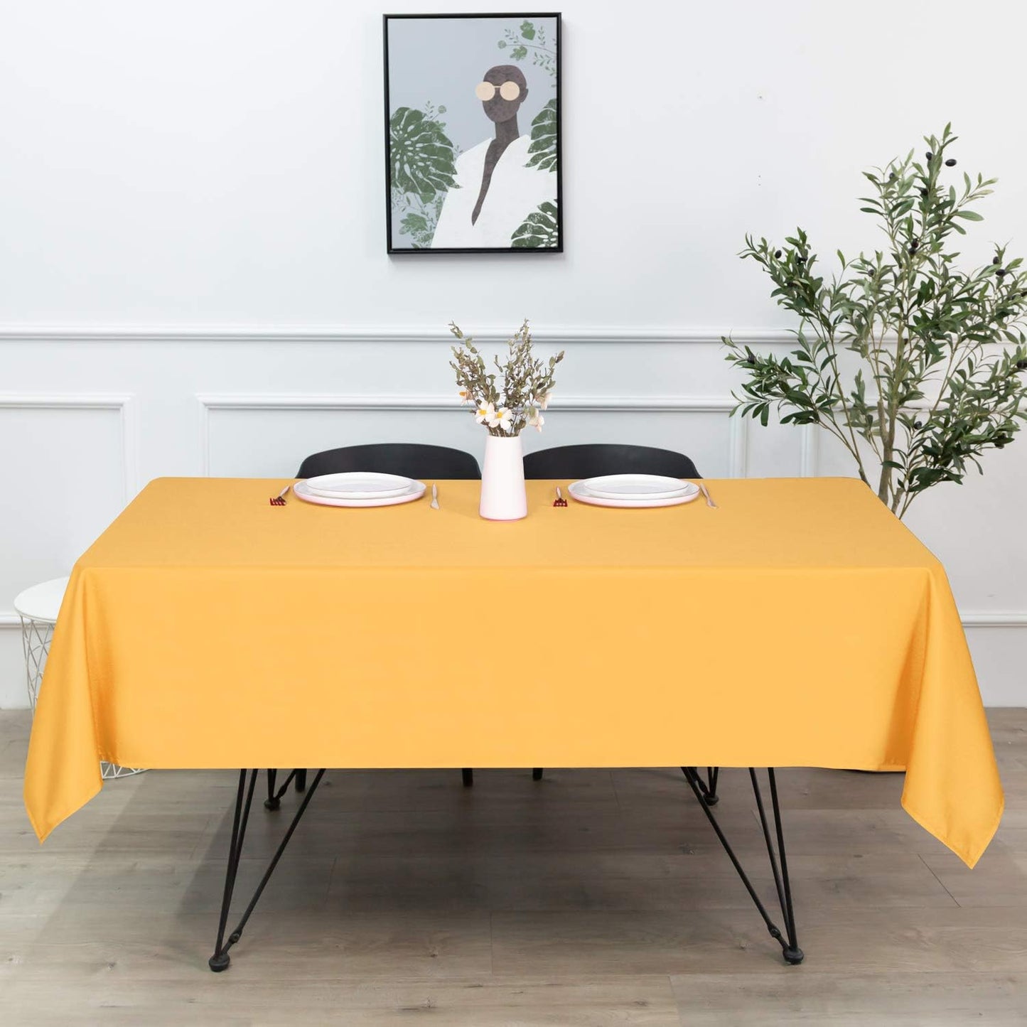 sancua Rectangle Tablecloth - 70 x 90 Inch - Stain and Wrinkle Resistant Washable Polyester Table Cloth, Decorative Fabric Table Cover for Dining Tables, Buffet Parties and Camping, Gold