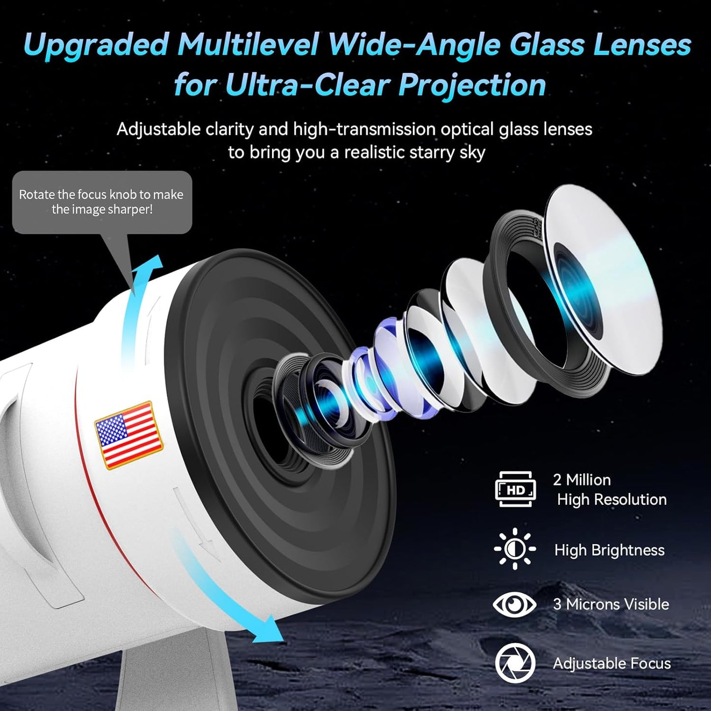 [2025 Upgraded] Galaxy Projector, HD Brighter Wider Projection Planetarium Star Projector with 7-Color Night Light Realistic Starry Sky Space Solar System Moon Nebula for Bedroom Ceiling Room Decor