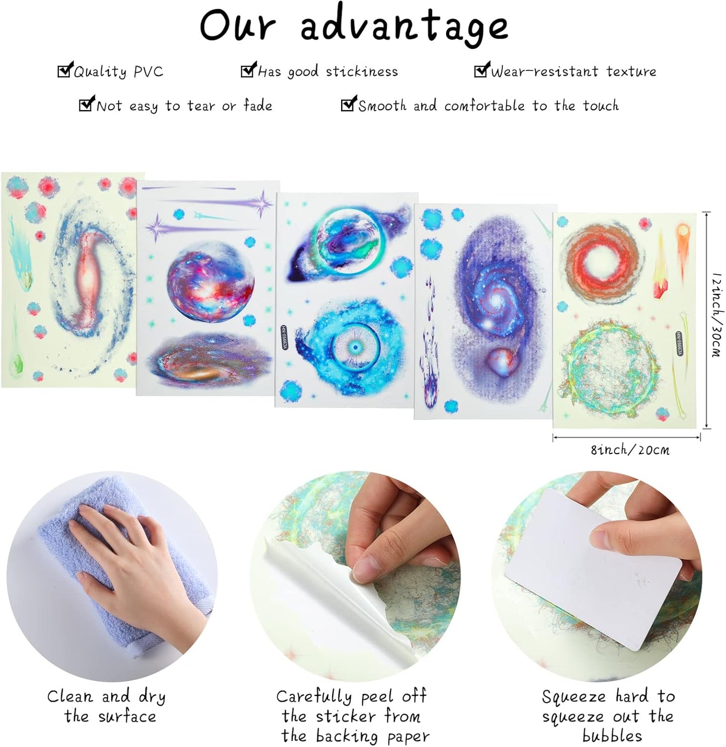 Glow in Dark Stars Ceiling Wall Stickers Galaxy Star Stickers Self-Adhesive Removable Decals for Kid Nursery (Fresh Style)