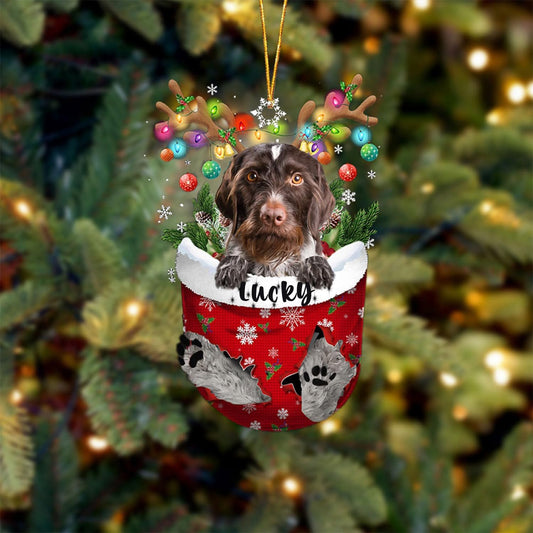 German Wirehaired Pointer Dog Christmas Ornament, German Wirehaired Pointer in Snow Pocket Christmas Tree Ornament, Dog Lovers Gift Idea Xmas Decor, Christmas Ornament Gift for Dog Lovers