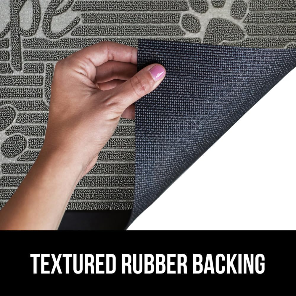 GORILLA GRIP 100% Waterproof All-Season WeatherMax Doormat 35x23, US Designed Natural Rubber, Stain and Fade Resistant, Low Profile Indoor Outdoor Door Mats, Easy Clean Patio Mat, Stone Paws