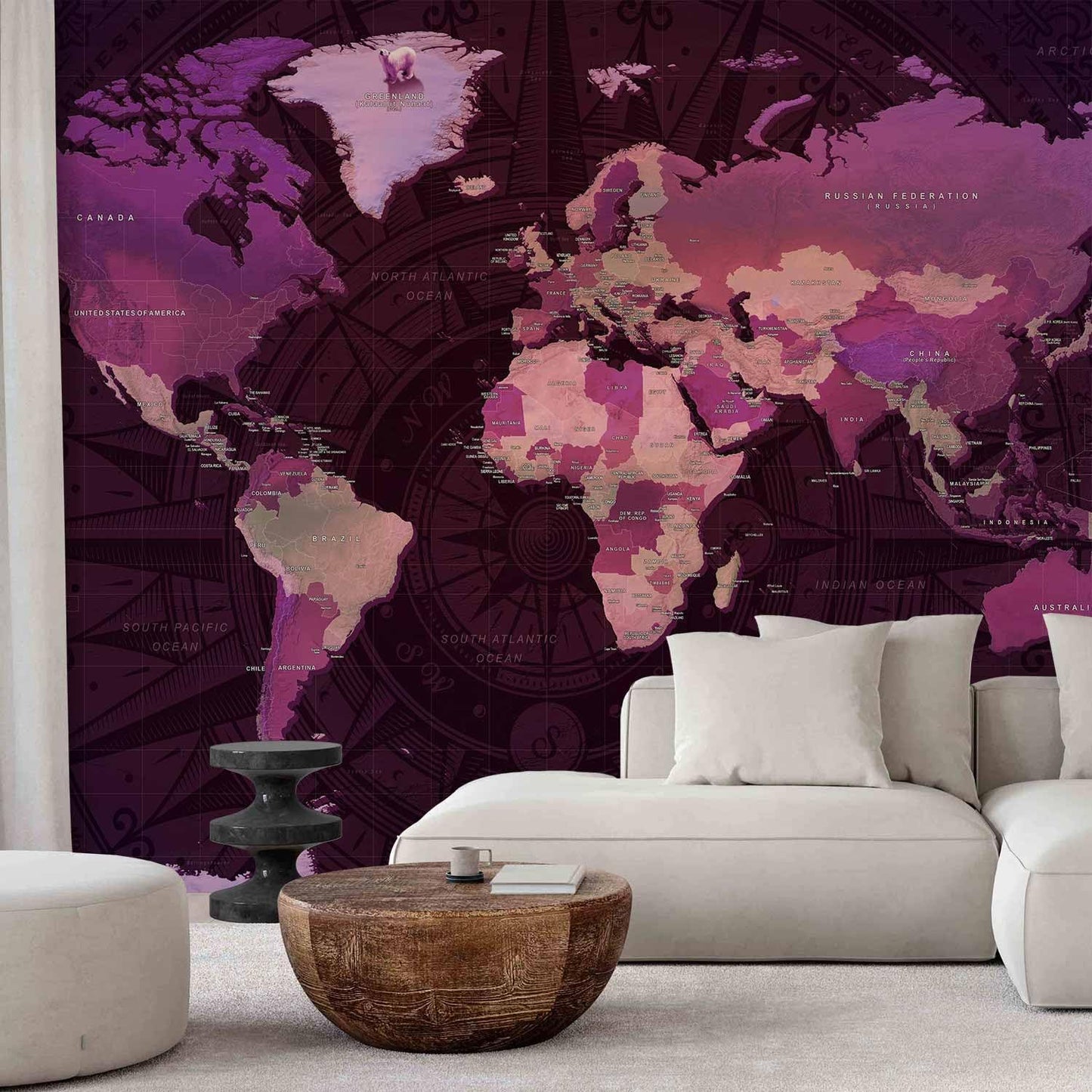 artgeist Wall Mural World Map 118x83 in - XXL Non-Woven Wallpaper Fleece Wall Decor Photo Print Picture Image Design Home Map of The World k-A-0273-a-a
