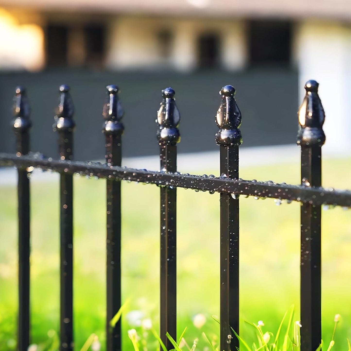 Metal Garden Fence 32 in H x 24 in W 5 Panels (4 Panels + 1 Gate) Total Length 10 ft, No Need Dig Rustproof Animal Barrier Fencing Border Fence for Dog, Patio,Yard, Landscape, Flower Bed