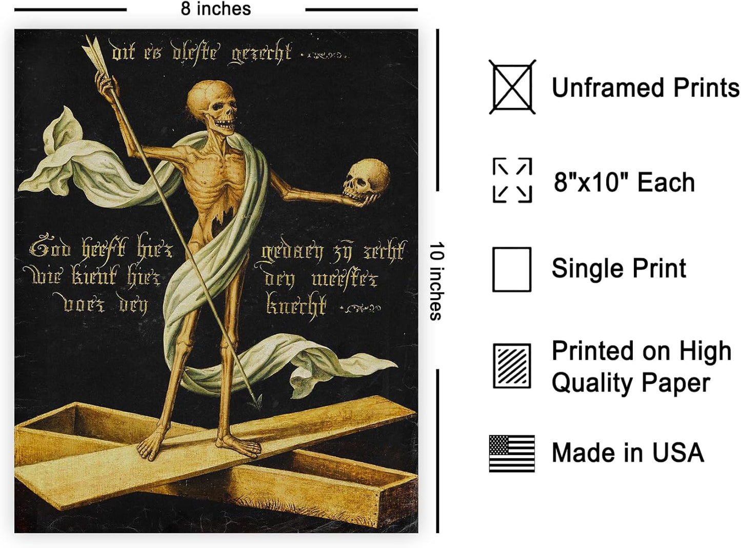 Poster Master Vintage Allegory of Life and Death Poster - Retro Skeleton Print - Halloween Art - Gift for Men & Women - Gothic Wall Decor for Dorm, Living Room or Bedroom - 8x10 UNFRAMED Wall Art