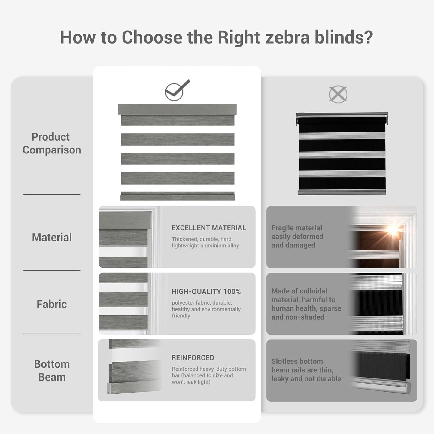 Cordless Zebra Blinds for Windows, Blackout Interior Blinds,Easy to Install,UV Protection,for Offices and Home,Custom Roller Shades, Mousse Grey,50" W x 72" H