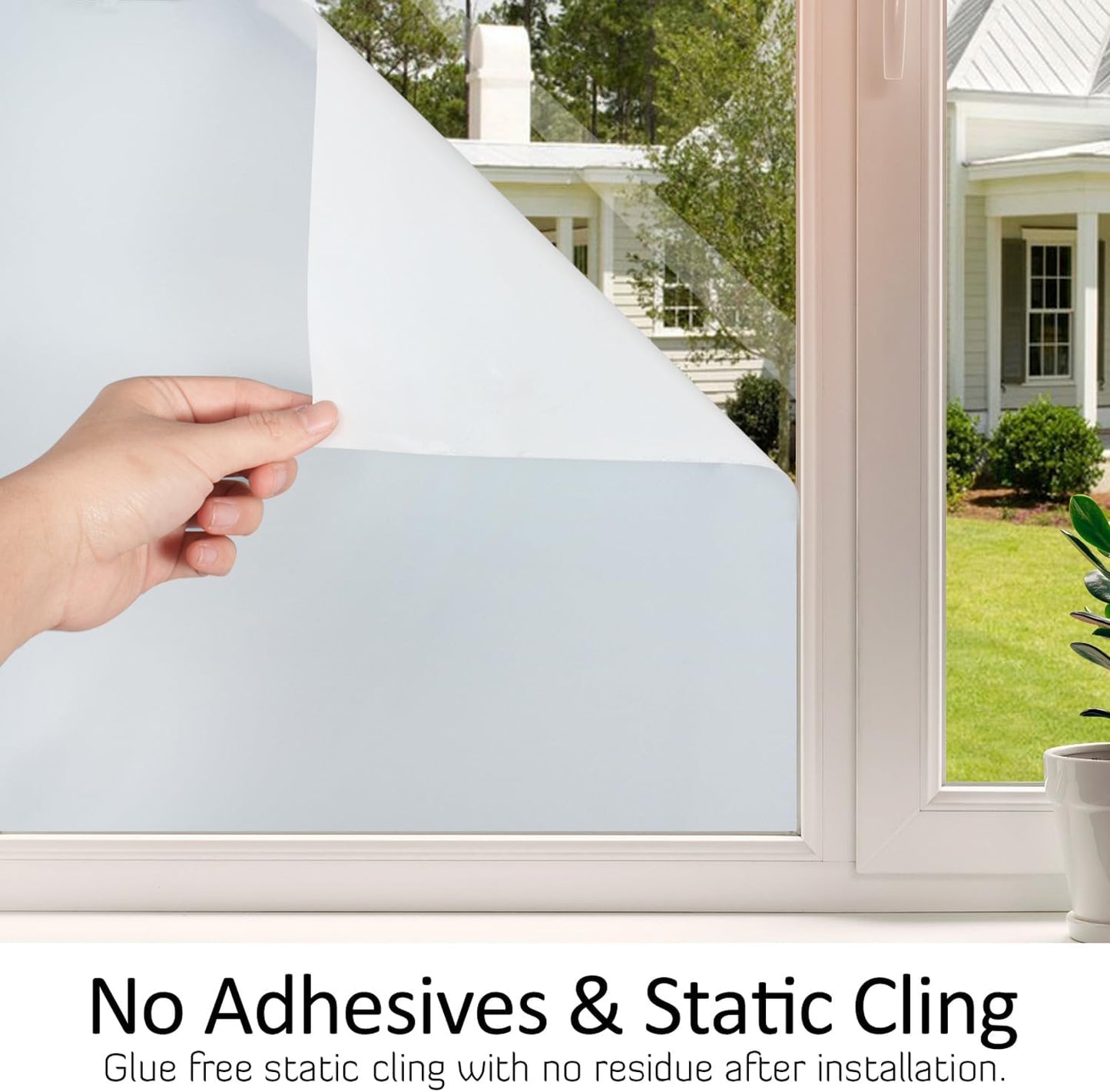 HIDBEA Frosted Window Privacy Film Heat Control UV Blocking, Static Cling Non-Adhesive Reusable Door coverings for Bathroom Home Office (White Frosted 29.5 Inch x 13.1 Feet)
