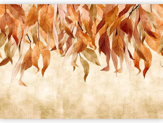 artgeist Wall Mural Hanging Leaves 79x55 in - Non-Woven Wallpaper Fleece Wall Decor Photo Print Picture Image Design Nature Botanical Concrete Orange Beige b-C-10146-a-c
