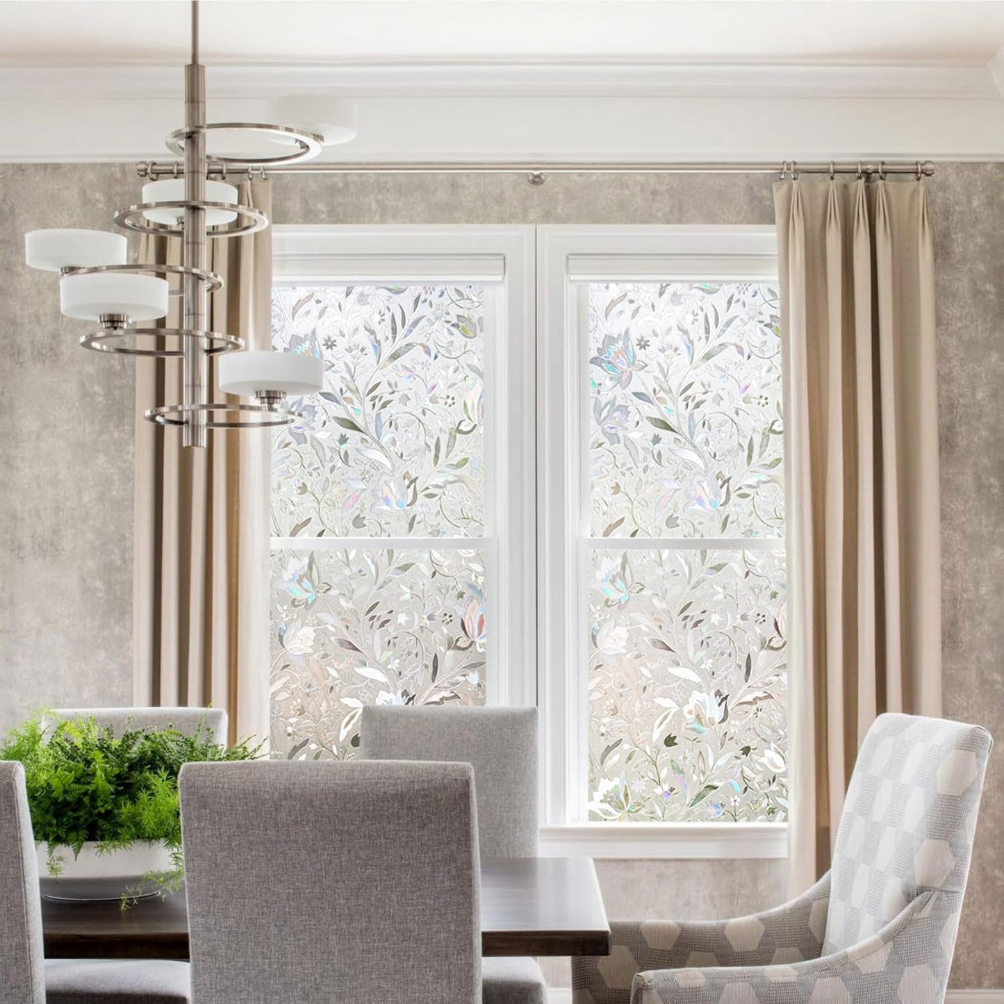 Kromapolis Window Film Privacy Frosted - Stained Glass Decorative Film, Non-Adhesive, No-Glue (23.6 x 118.1 inch)