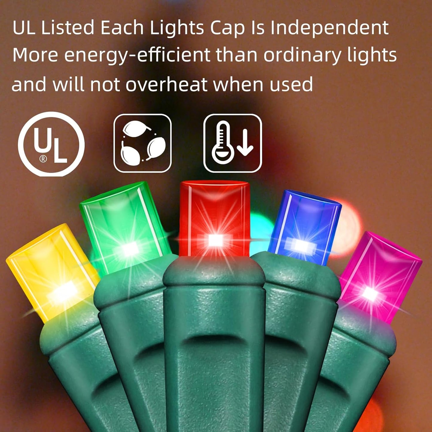 100Count (2pk of 50L) String Lights, LED Christmas Lights, 6" SPACING,Green Wire,Multicolour