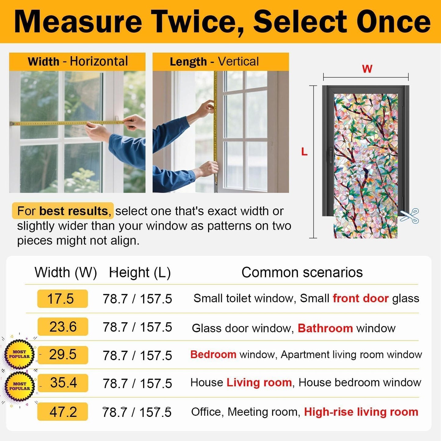 Rainbow Window Privacy Film Decorative, 3D Decals Stained Glass Clings, Static Cling Sticker, Suncatcher Windows Cover Tint for Home, 29.5 inch x 78.7 Inch