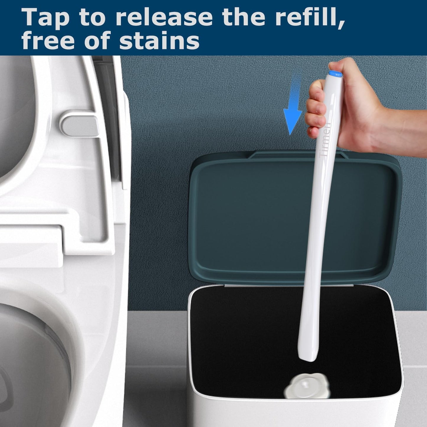Disposable Toilet Brush: Toilet Bowl Brush and Holder Set with 24 Wand Refills, Upgraded Handle, 2X Cleaners, Toilet Cleaning System with Storage Caddy for Sink, Bathtub, Floor, Drain (2 Sets, Blue)