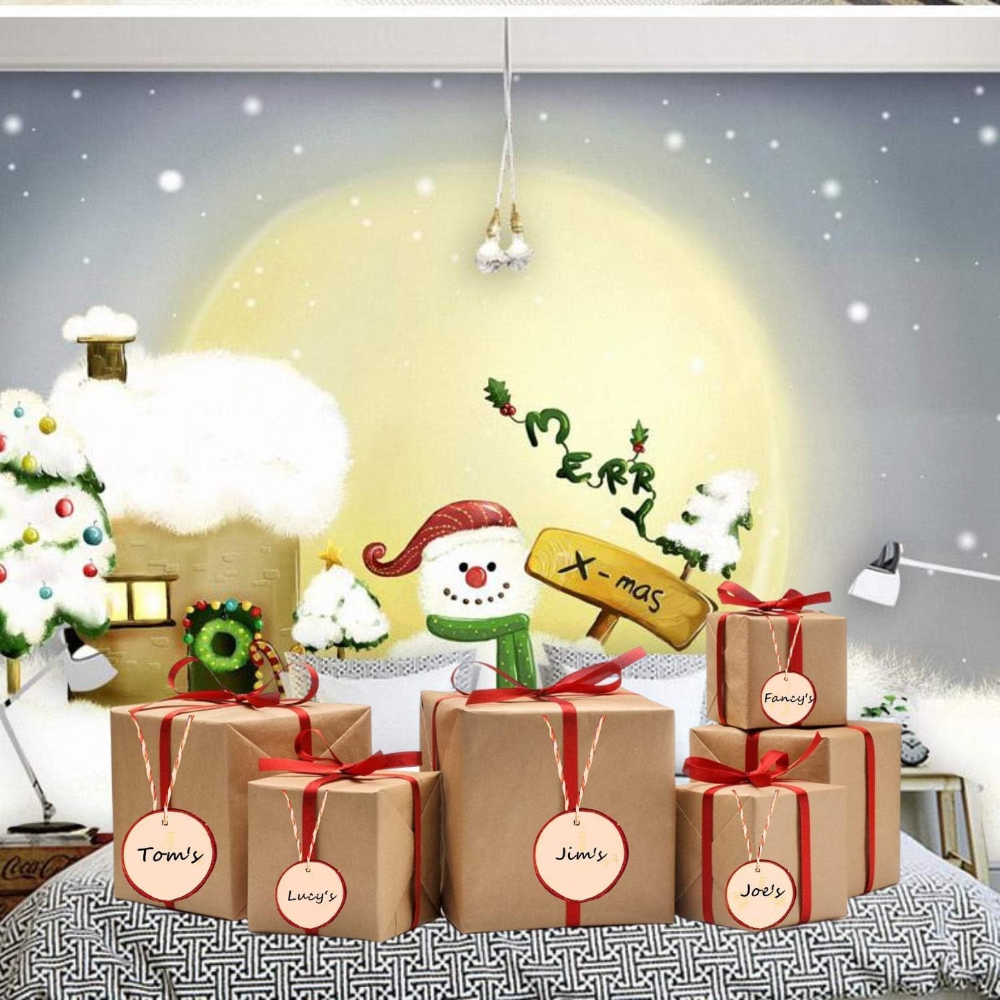 Wood Slices 30 Pcs 2.4-2.8 inches TICIOSH Craft Unfinished Wood kit Predrilled with Hole Wooden Circles for Arts Wood Slices Christmas Ornaments DIY Crafts