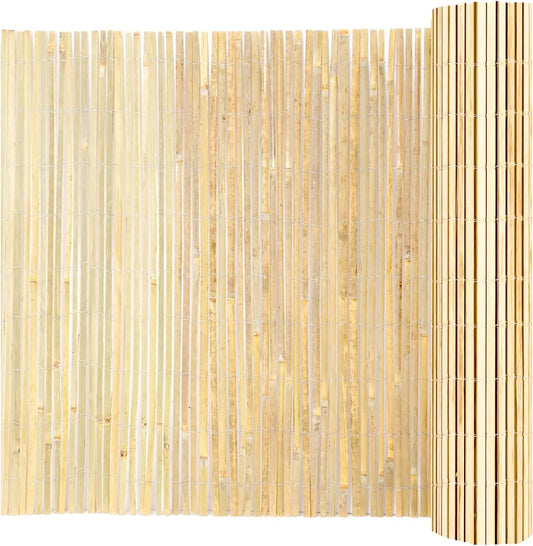 VEVOR Natural Bamboo Privacy Fence Screen, Eco-Friendly Decorative Bamboo Slat Fence, 6 ft H x 16 ft L Panel, for Garden, Backyard, Balcony, Patio, Pool Side