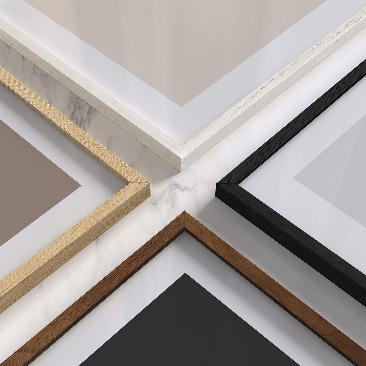 HAUS & HUES Set of 4 Natural Oak Frames - Beige Gallery Wall Frames, 18x24