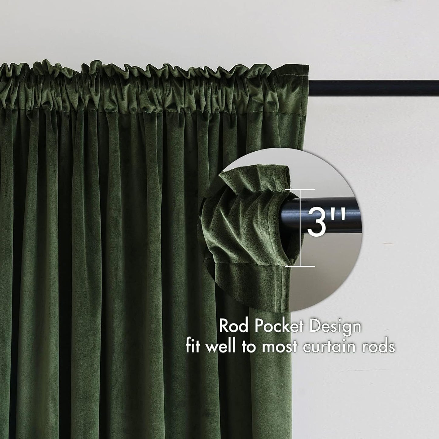 MIULEE Olive Green Velvet Curtains Thermal Insulated Blackout Curtain Drapes for Bedroom Living Room Darkening 102 Inches Long Curtains Panels Rod Pocket Set of 2