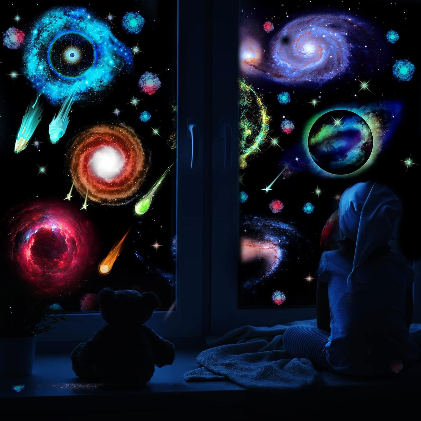 Glow in Dark Stars Ceiling Wall Stickers Galaxy Star Stickers Self-Adhesive Removable Decals for Kid Nursery (Fresh Style)